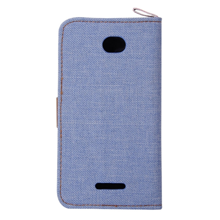 Denim Texture Leather Case with Card Slots & Holder & Lanyard for Sony Xperia E4