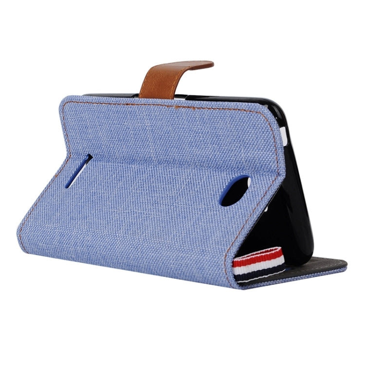 Denim Texture Leather Case with Card Slots & Holder & Lanyard for Sony Xperia E4