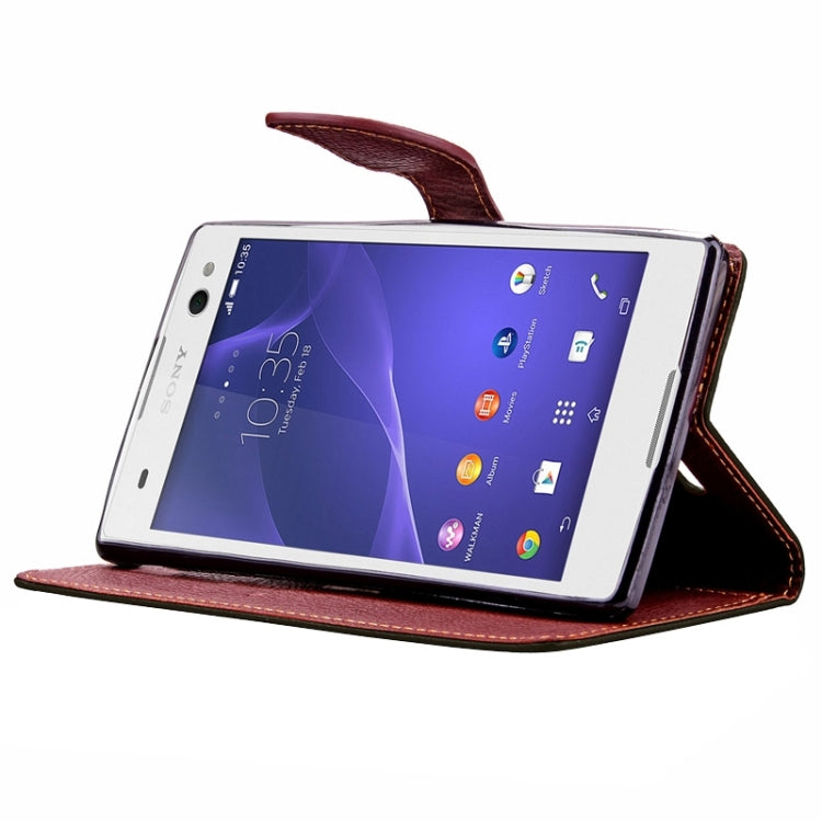 Litchi Texture Horizontal Leather Case with Holder & Card Slots & Wallet & Lanyard for Sony Xperia C3 / D2533