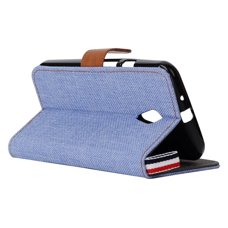 Denim Texture Leather Case with Card Slots & Holder & Lanyard for Moto G(2nd Gen.)