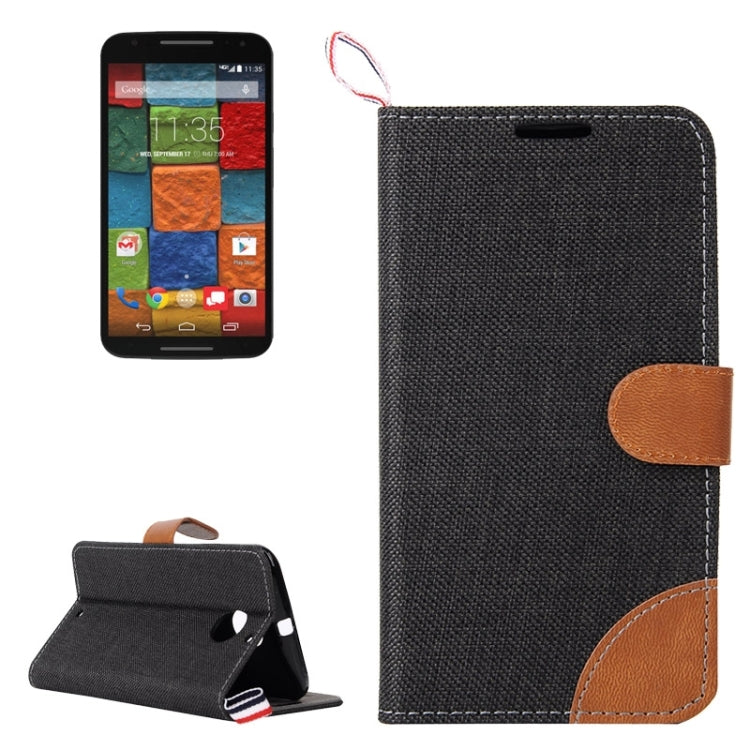 Denim Texture Leather Case with Card Slots & Holder & Lanyard for Moto X(2nd Gen.)
