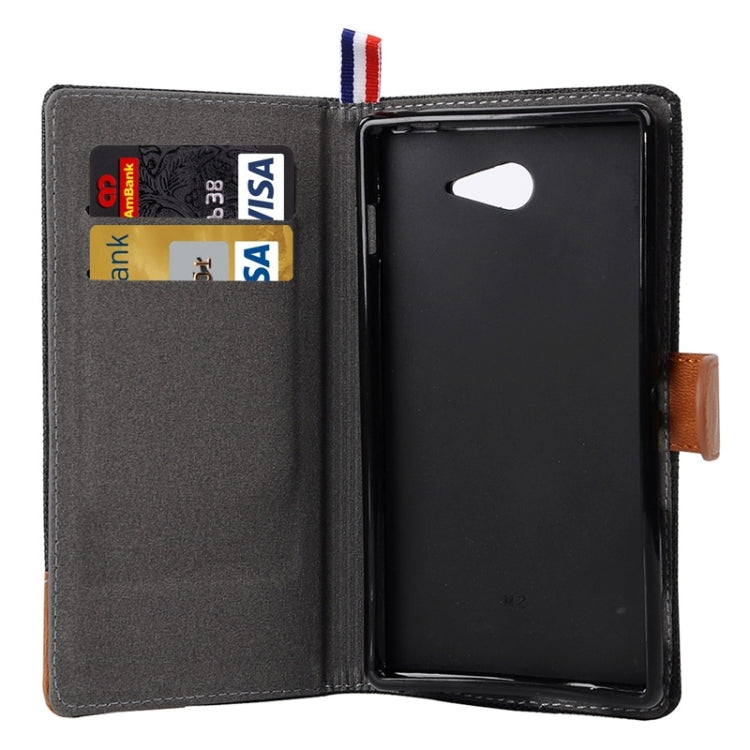 Denim Texture Leather Case with Card Slots & Holder & Lanyard for Sony Xperia M2 / S50h