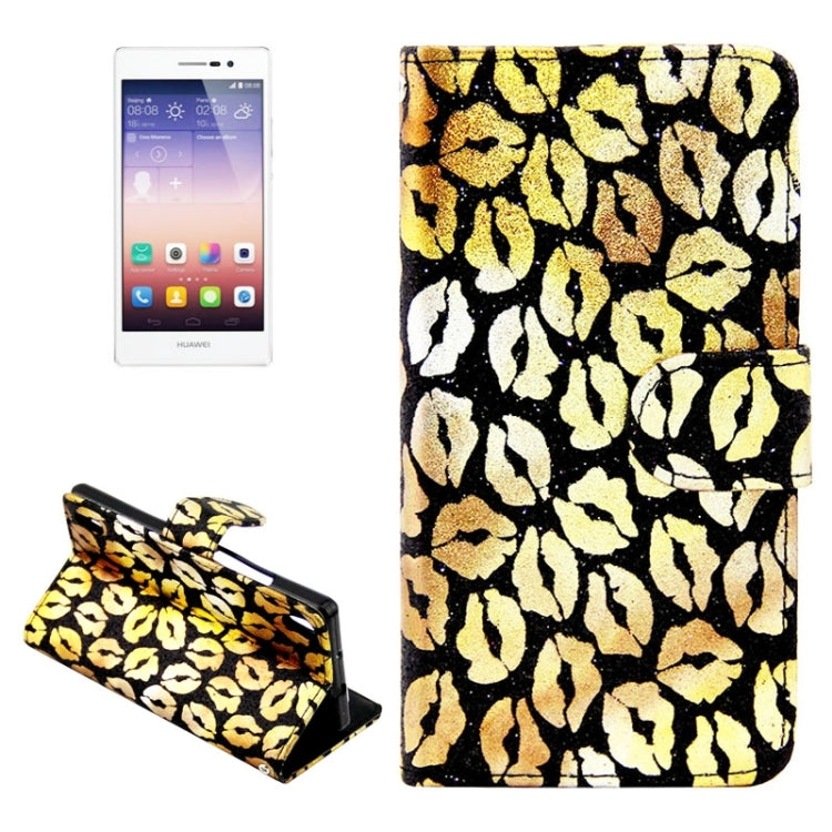 Lips Pattern Leather Case with Holder & Card Slots & Wallet for Huawei Ascend P7