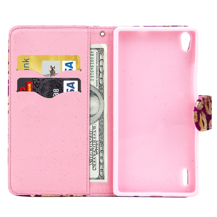 Lips Pattern Leather Case with Holder & Card Slots & Wallet for Huawei Ascend P7