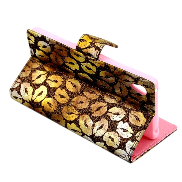 Lips Pattern Leather Case with Holder & Card Slots & Wallet for Sony Xperia Z4