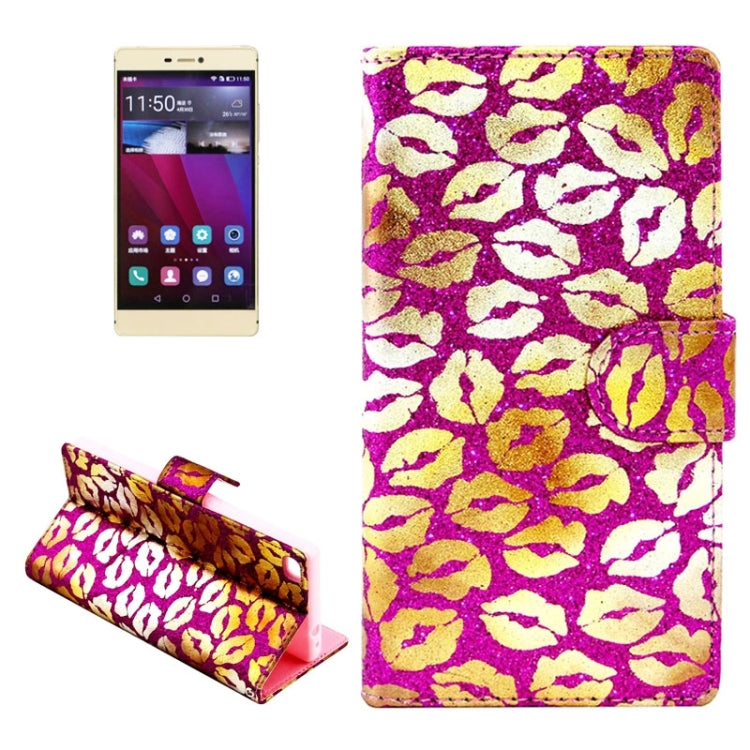 Lips Pattern Leather Case with Holder & Card Slots & Wallet for Huawei P8
