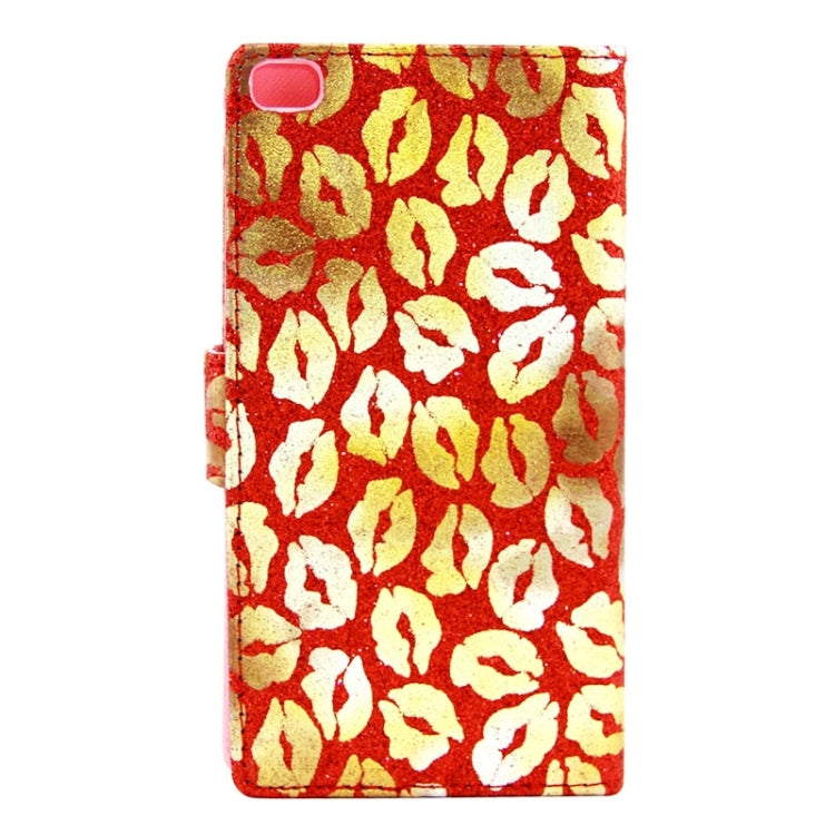 Lips Pattern Leather Case with Holder & Card Slots & Wallet for Huawei P8