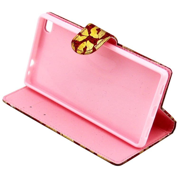 Lips Pattern Leather Case with Holder & Card Slots & Wallet for Huawei P8