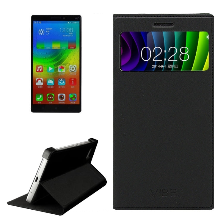 Original Horizontal Flip Smart Leather Case with Holder & Caller ID Display & Sleep / Wake-up Function for Lenovo Vibe Z2 Pro K920(Black)