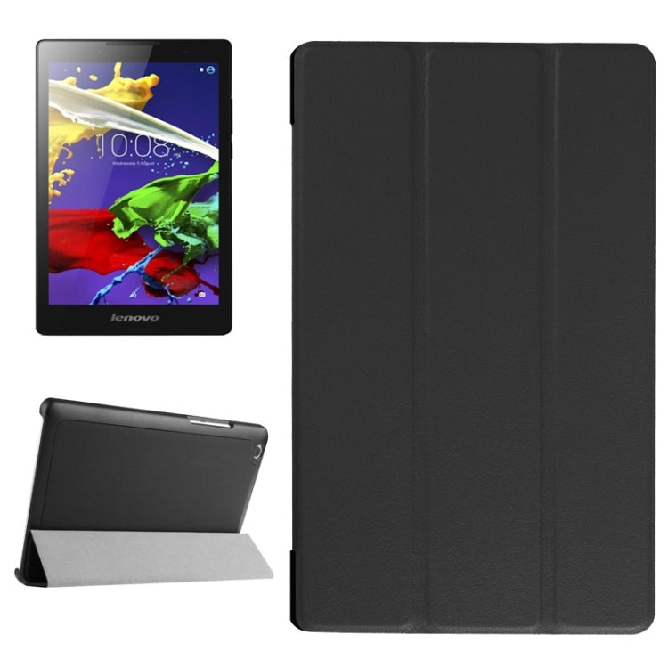 Karst Texture Horizontal Flip Solid Color Leather Case with Three-Folding Holder for Lenovo Tab 2 A8-50F