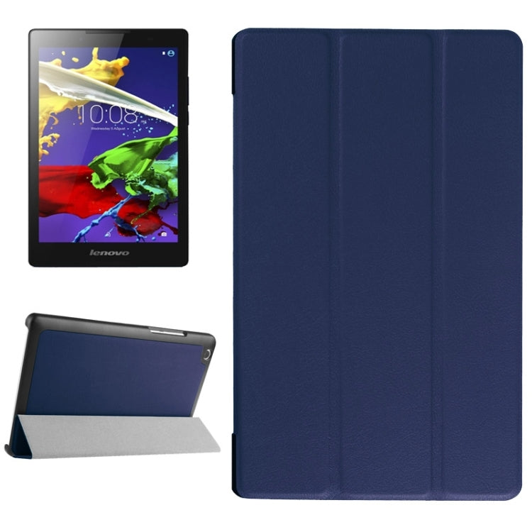 Karst Texture Horizontal Flip Solid Color Leather Case with Three-Folding Holder for Lenovo Tab 2 A8-50F