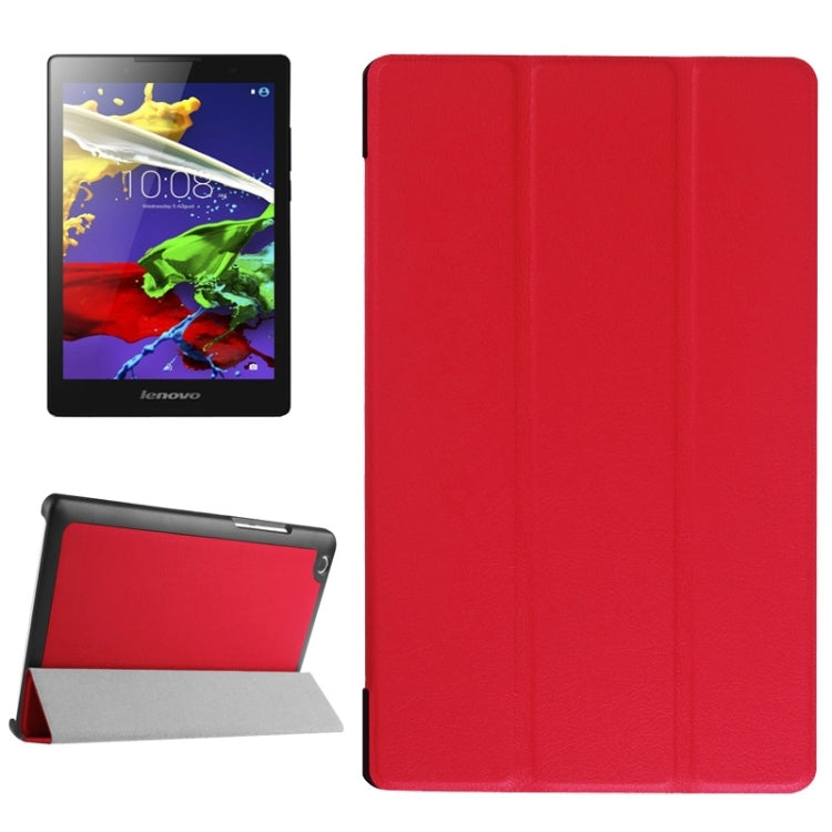 Karst Texture Horizontal Flip Solid Color Leather Case with Three-Folding Holder for Lenovo Tab 2 A8-50F