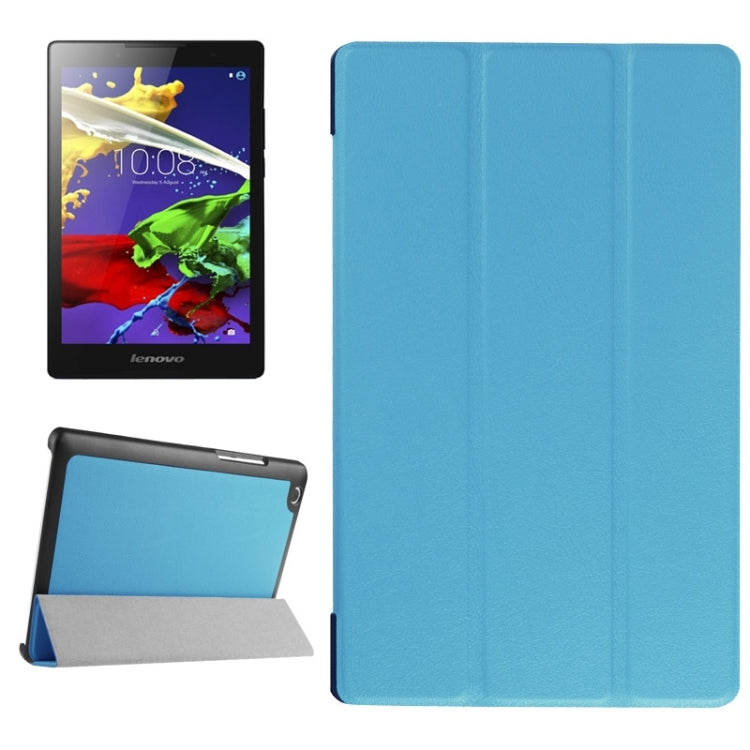 Karst Texture Horizontal Flip Solid Color Leather Case with Three-Folding Holder for Lenovo Tab 2 A8-50F