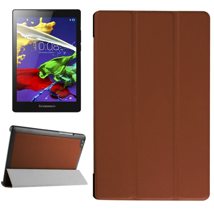 Karst Texture Horizontal Flip Solid Color Leather Case with Three-Folding Holder for Lenovo Tab 2 A8-50F