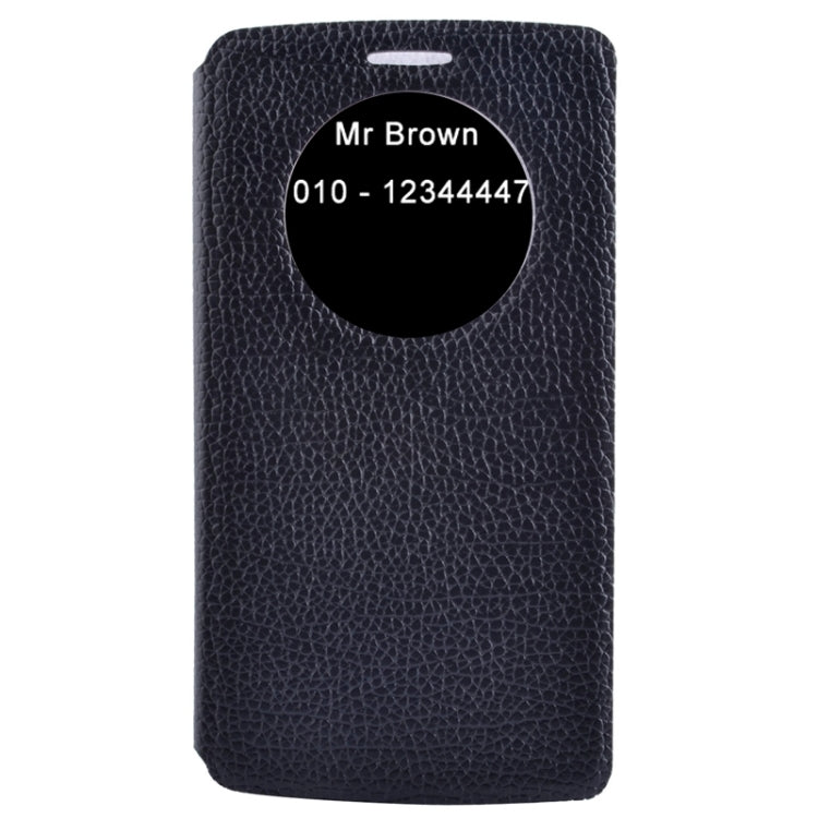 Horizontal Flip Litchi Texture Leather Case with Holder & Caller ID Display for LG G3