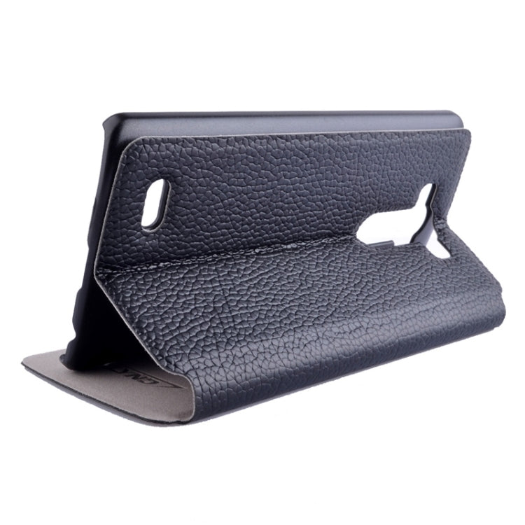 Horizontal Flip Litchi Texture Leather Case with Holder & Caller ID Display for LG G3