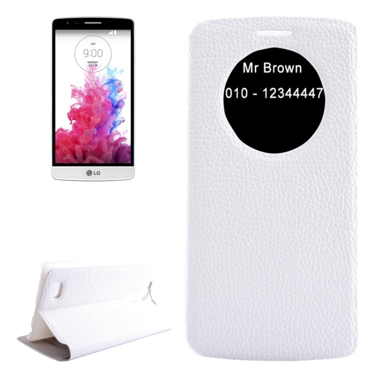 Horizontal Flip Litchi Texture Leather Case with Holder & Caller ID Display for LG G3