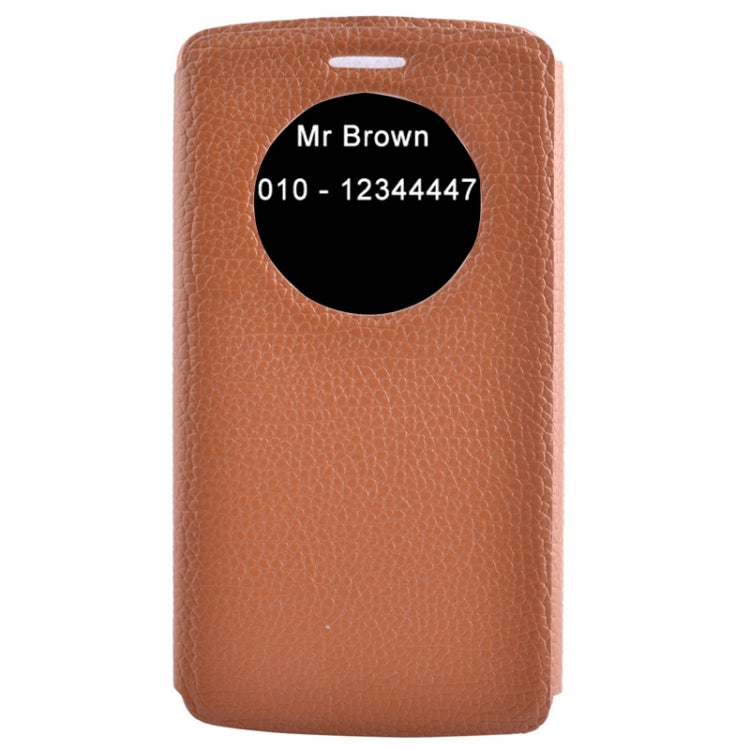 Horizontal Flip Litchi Texture Leather Case with Holder & Caller ID Display for LG G3