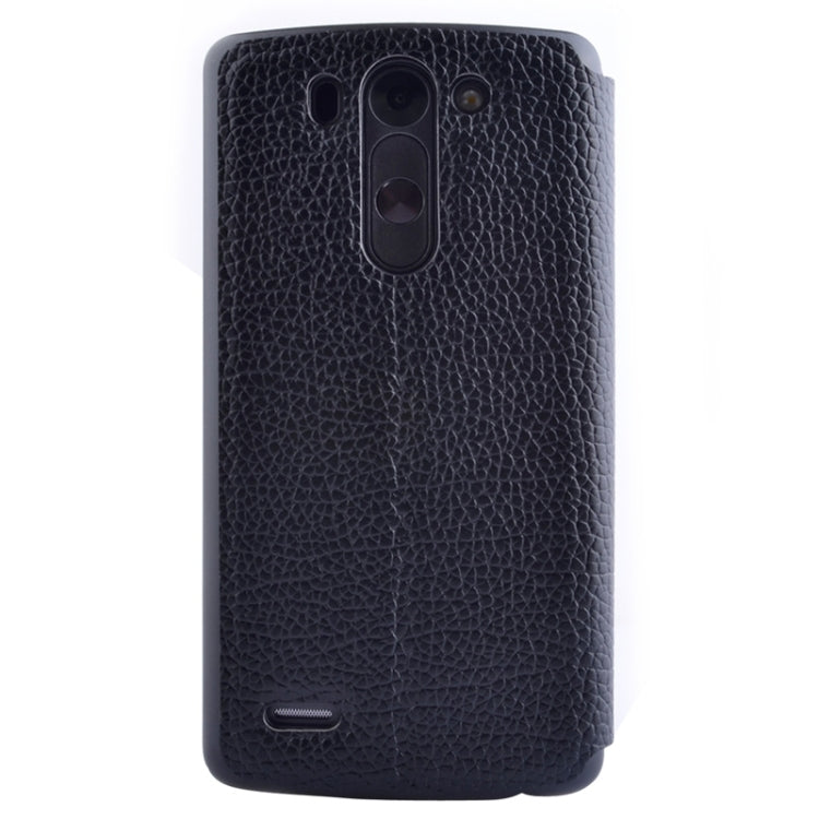 Horizontal Flip Litchi Texture Leather Case with Holder & Caller ID Display for LG G3 Beat