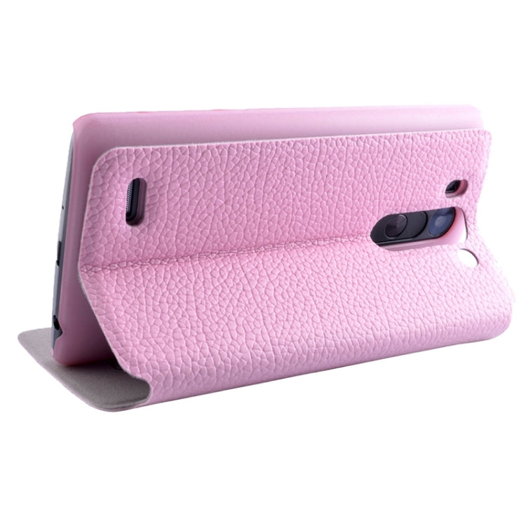 Horizontal Flip Litchi Texture Leather Case with Holder & Caller ID Display for LG G3 Beat