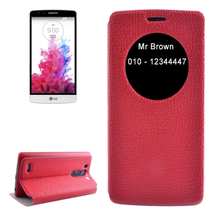 Horizontal Flip Litchi Texture Leather Case with Holder & Caller ID Display for LG G3 Beat