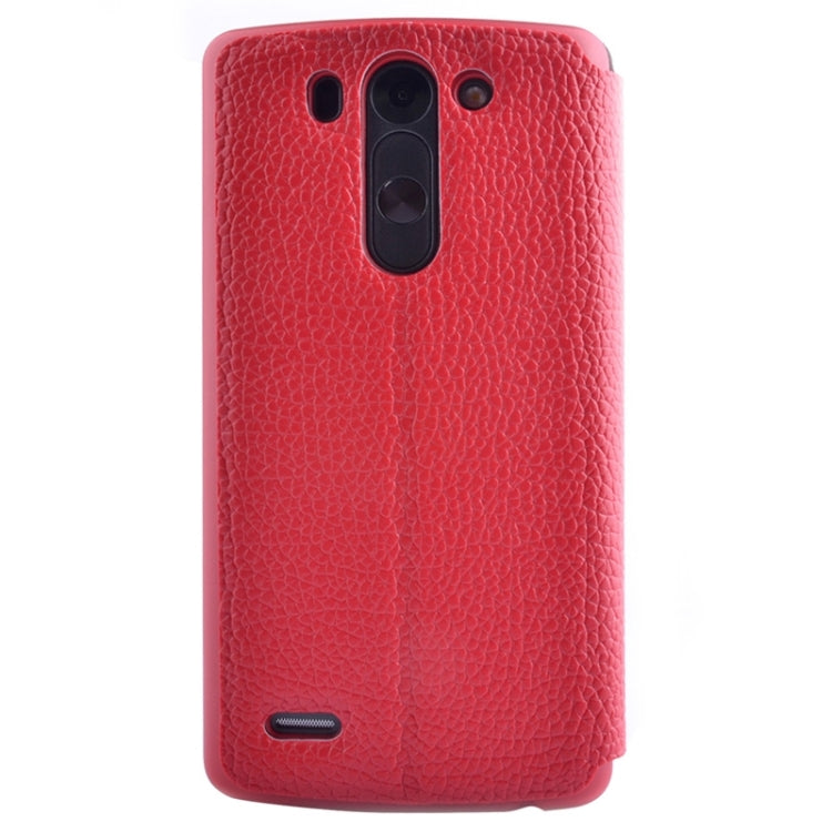 Horizontal Flip Litchi Texture Leather Case with Holder & Caller ID Display for LG G3 Beat