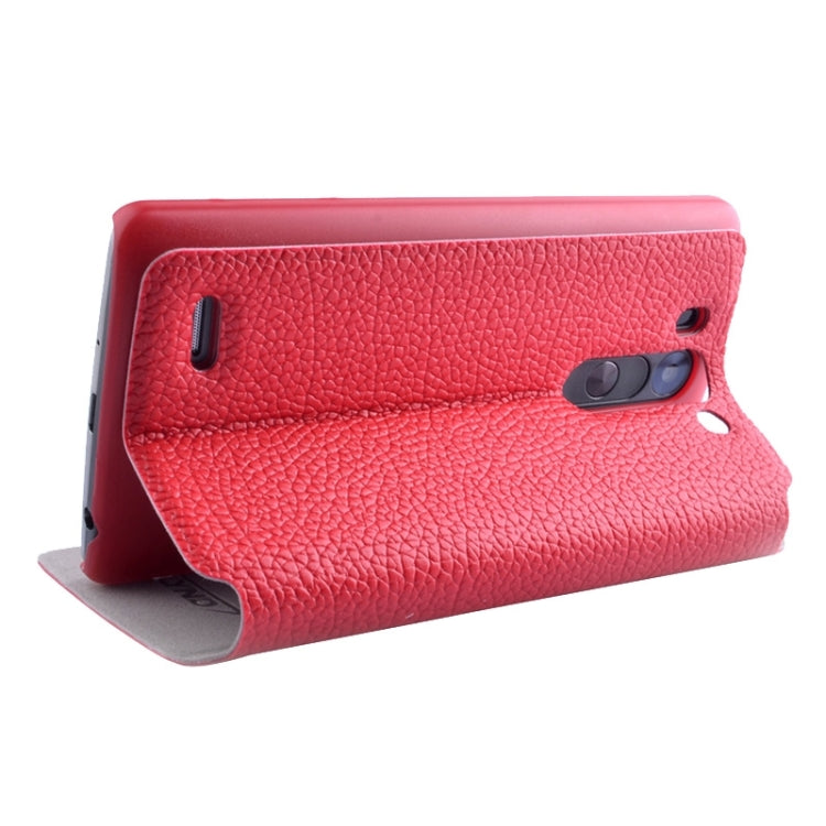 Horizontal Flip Litchi Texture Leather Case with Holder & Caller ID Display for LG G3 Beat