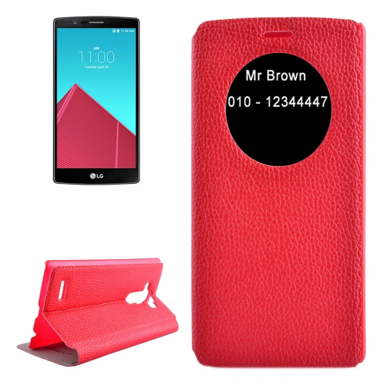 Horizontal Flip Litchi Texture Leather Case with Holder & Caller ID Display for LG G4