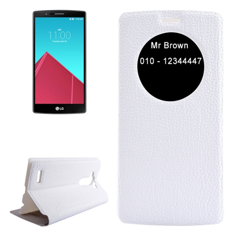 Horizontal Flip Litchi Texture Leather Case with Holder & Caller ID Display for LG G4