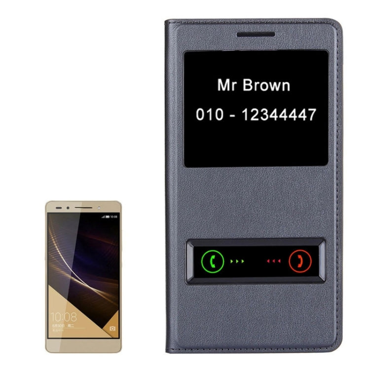 Litchi Texture Horizontal Flip Leather Case with Call Display ID for Huawei Honor 7