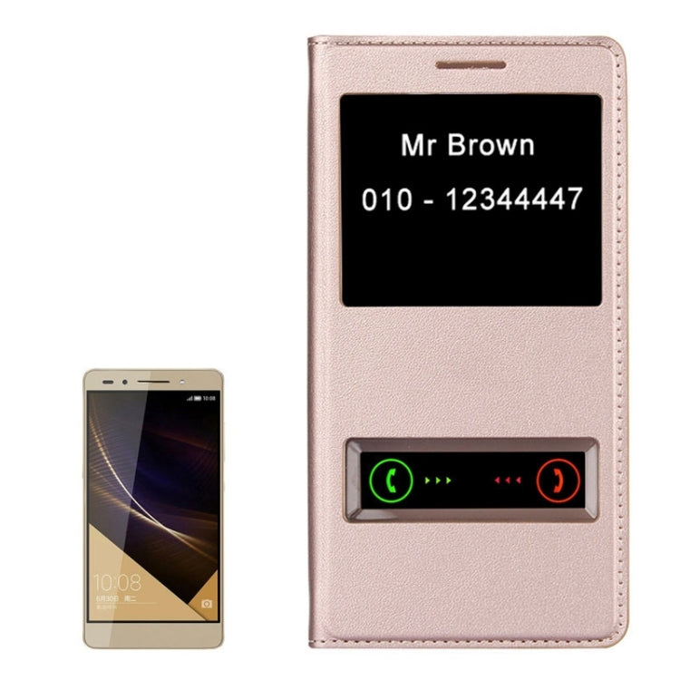 Litchi Texture Horizontal Flip Leather Case with Call Display ID for Huawei Honor 7