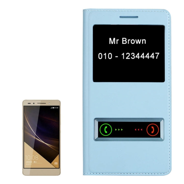 Litchi Texture Horizontal Flip Leather Case with Call Display ID for Huawei Honor 7