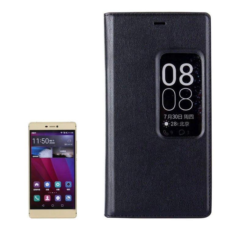Litchi Texture Horizontal Flip Leather Case with Window & Sleep / Wake-up Function for Huawei Ascend P8