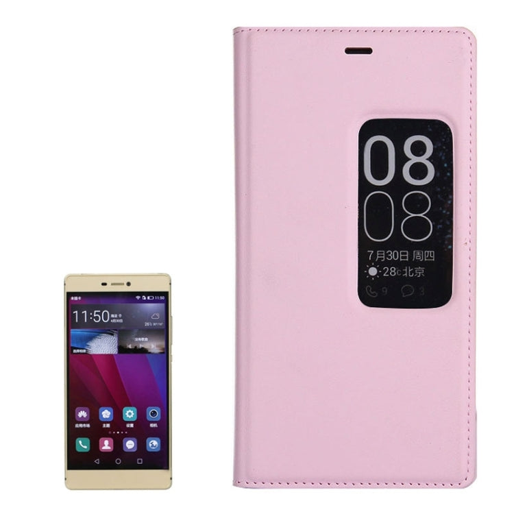 Litchi Texture Horizontal Flip Leather Case with Window & Sleep / Wake-up Function for Huawei Ascend P8