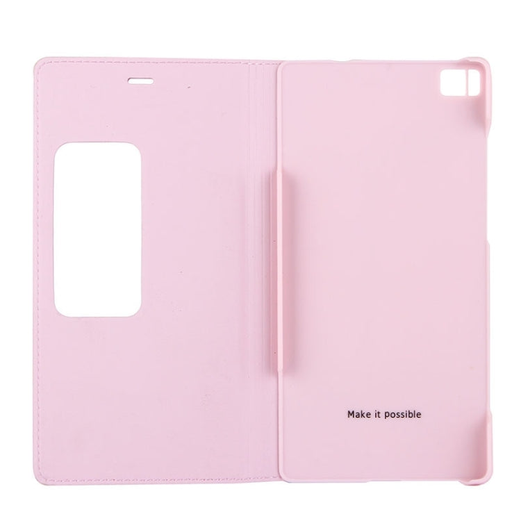 Litchi Texture Horizontal Flip Leather Case with Window & Sleep / Wake-up Function for Huawei Ascend P8