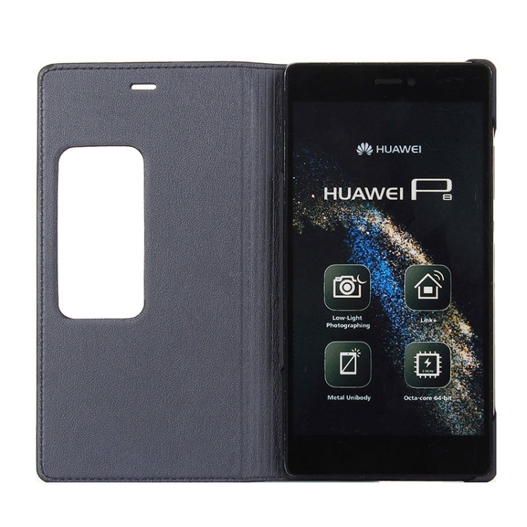 Litchi Texture Horizontal Flip Leather Case with Window & Sleep / Wake-up Function for Huawei Ascend P8