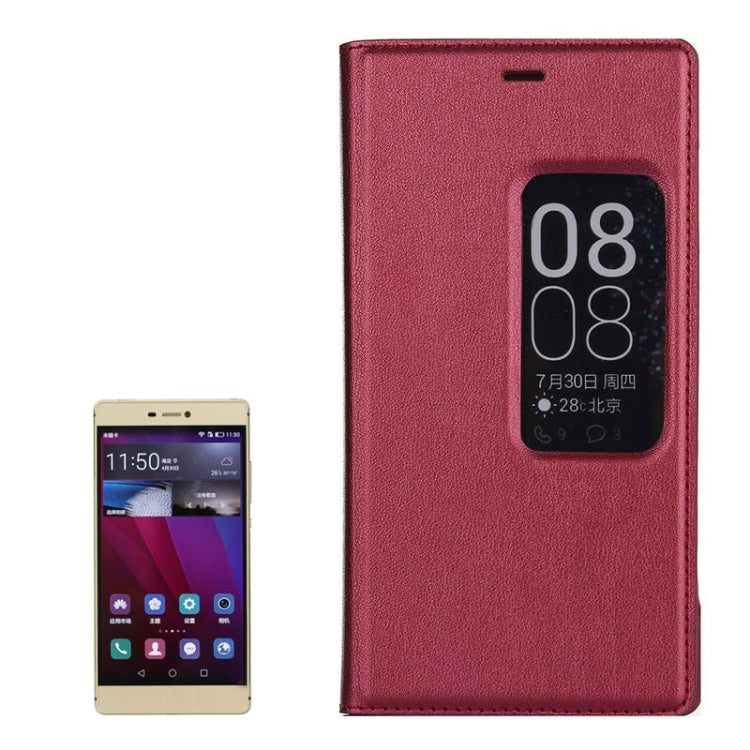 Litchi Texture Horizontal Flip Leather Case with Window & Sleep / Wake-up Function for Huawei Ascend P8