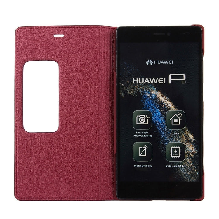 Litchi Texture Horizontal Flip Leather Case with Window & Sleep / Wake-up Function for Huawei Ascend P8