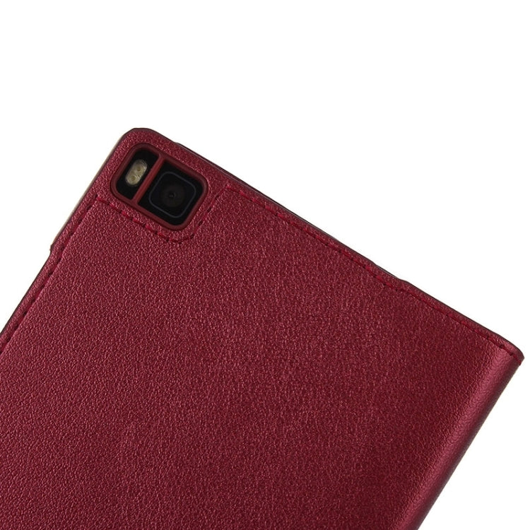 Litchi Texture Horizontal Flip Leather Case with Window & Sleep / Wake-up Function for Huawei Ascend P8