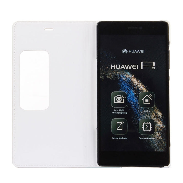 Litchi Texture Horizontal Flip Leather Case with Window & Sleep / Wake-up Function for Huawei Ascend P8