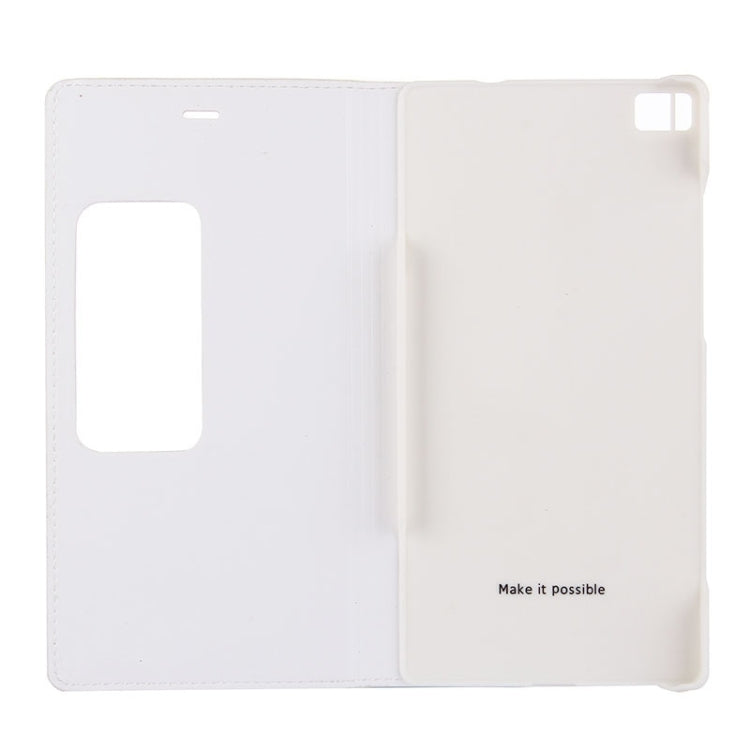 Litchi Texture Horizontal Flip Leather Case with Window & Sleep / Wake-up Function for Huawei Ascend P8
