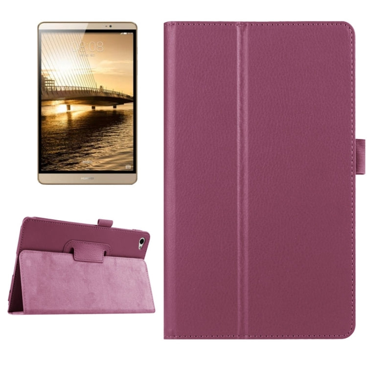 Litchi Texture Horizontal Flip Solid Color Smart Leather Case with Two-folding Holder & Sleep / Wake-up Function for Huawei MediaPad M2