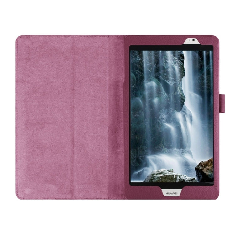 Litchi Texture Horizontal Flip Solid Color Smart Leather Case with Two-folding Holder & Sleep / Wake-up Function for Huawei MediaPad M2