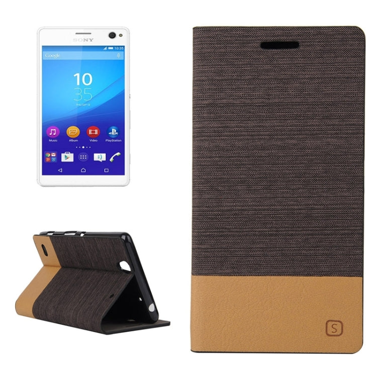 Canvas Texture Horizontal Flip Leather Case with Holder & Card Slots for Sony Xperia C4