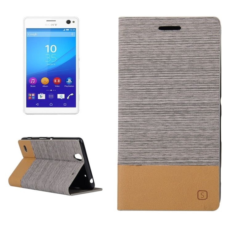 Canvas Texture Horizontal Flip Leather Case with Holder & Card Slots for Sony Xperia C4