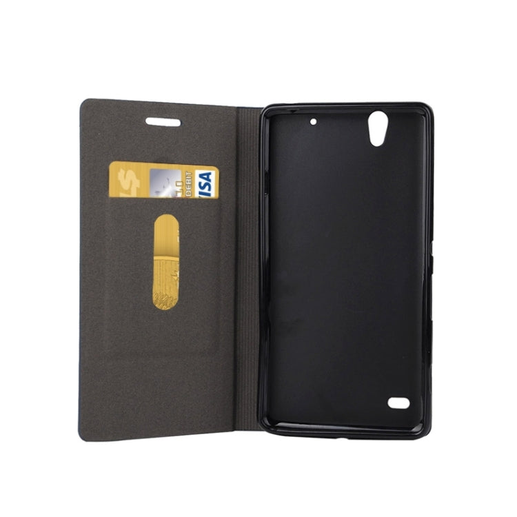 Canvas Texture Horizontal Flip Leather Case with Holder & Card Slots for Sony Xperia C4