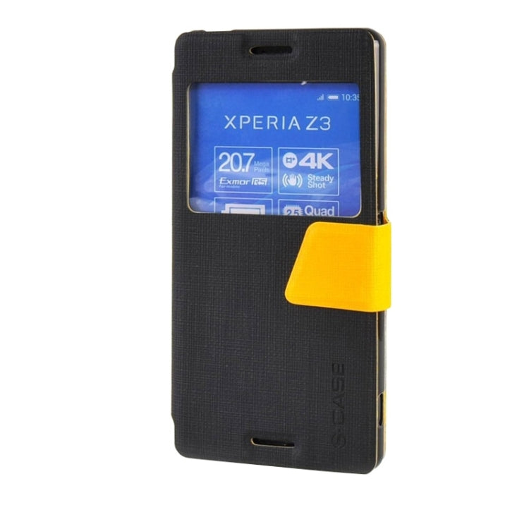 Canvas Texture Horizontal Flip Leather Case with Holder & Caller ID Window for Sony Xperia Z3