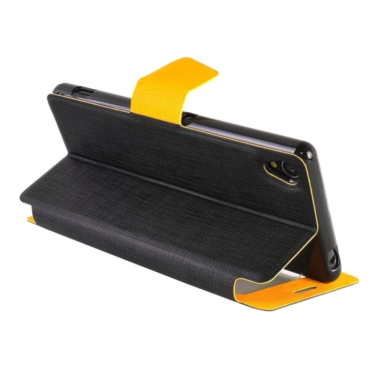 Canvas Texture Horizontal Flip Leather Case with Holder & Caller ID Window for Sony Xperia Z3