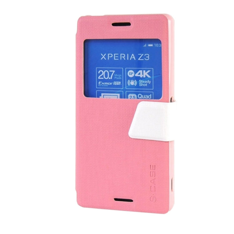 Canvas Texture Horizontal Flip Leather Case with Holder & Caller ID Window for Sony Xperia Z3