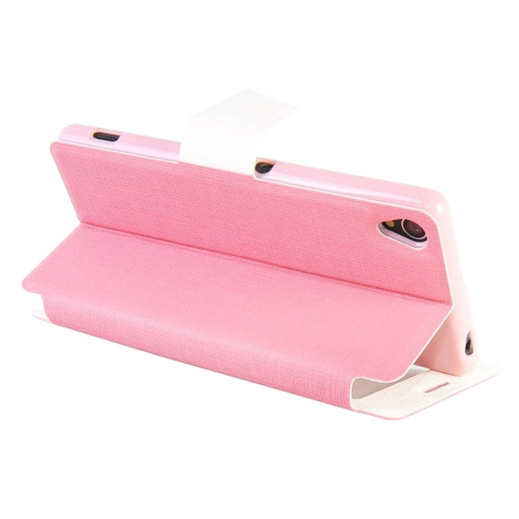 Canvas Texture Horizontal Flip Leather Case with Holder & Caller ID Window for Sony Xperia Z3